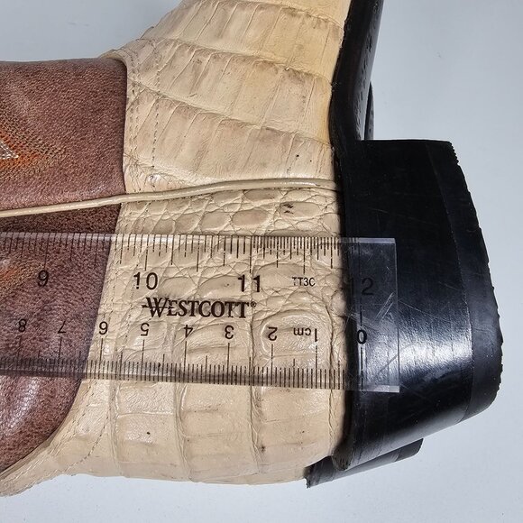 Sedona West Men's Genuine Hornback Caiman Tail Cut Cowboy Boots Tan Brown 6.5D - Picture 14 of 15